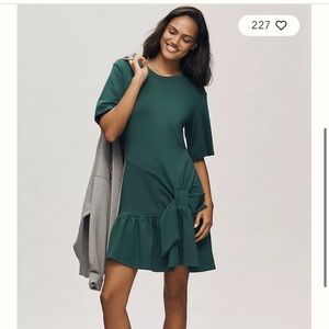 Daily Practice - Anthropologie Chic dark Green Mini Bow Dress